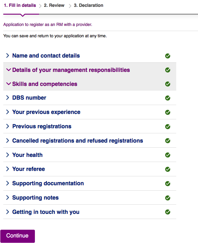 CQC Registered Managers Application